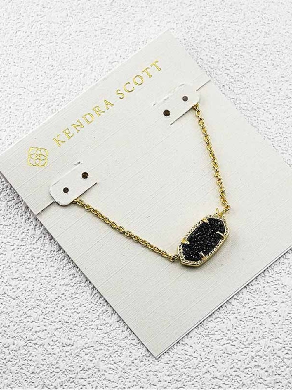 Kendra Scott Gold Delphine Necklace with Black Druzy